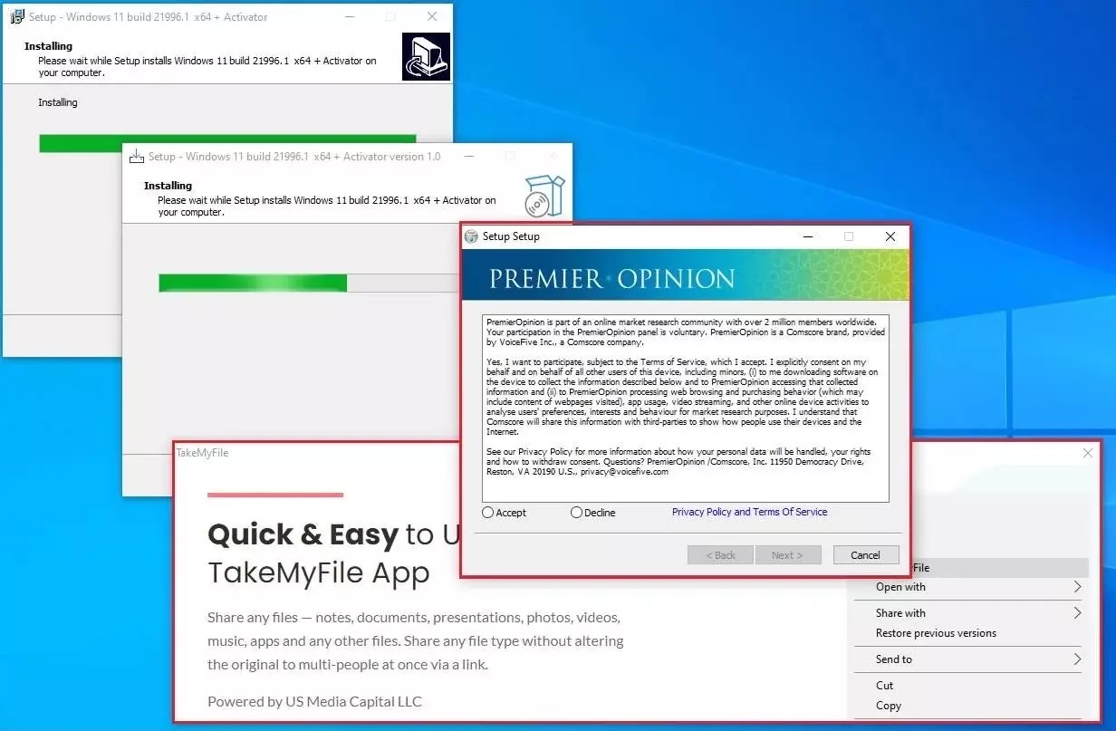 مراقب تبلیغات و تروجان‌ در Installer تقلبی ویندوز ۱۱ باشید