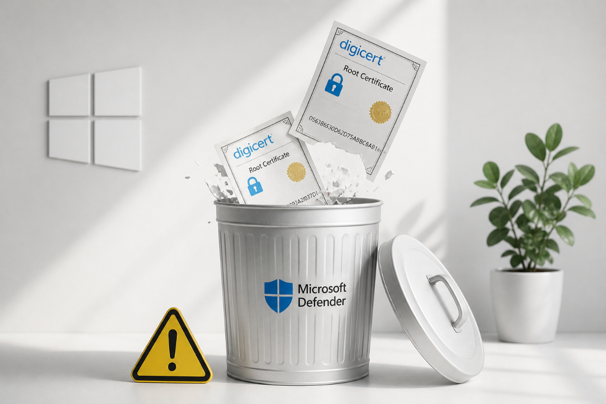 خطای Defender گواهی‌های معتبر ویندوز را حذف کرد